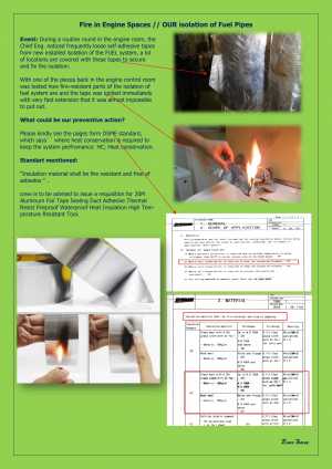 Fire in engine spaces our isolation of fuel pipes 