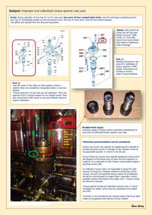 Improper not calibrated torque spanner was used. 